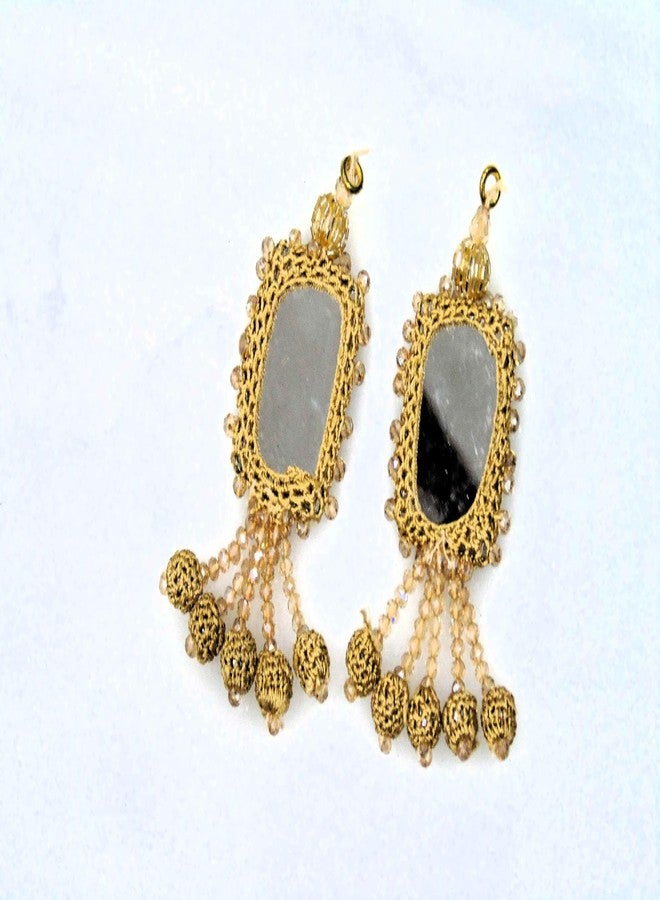 Strala Acrylic Latkan Hanging Tassel Designer for Dress Lehenga Suits Blouses Bags Art and Craft (Pack of 2pcs) Design-27, Gold - Image 2